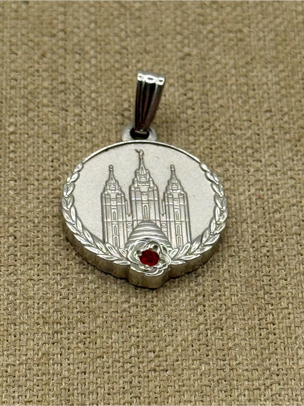 Personal Progress Medallion Young Women Womanhood Pendant Red Stone LDS - Picture 2 of 3